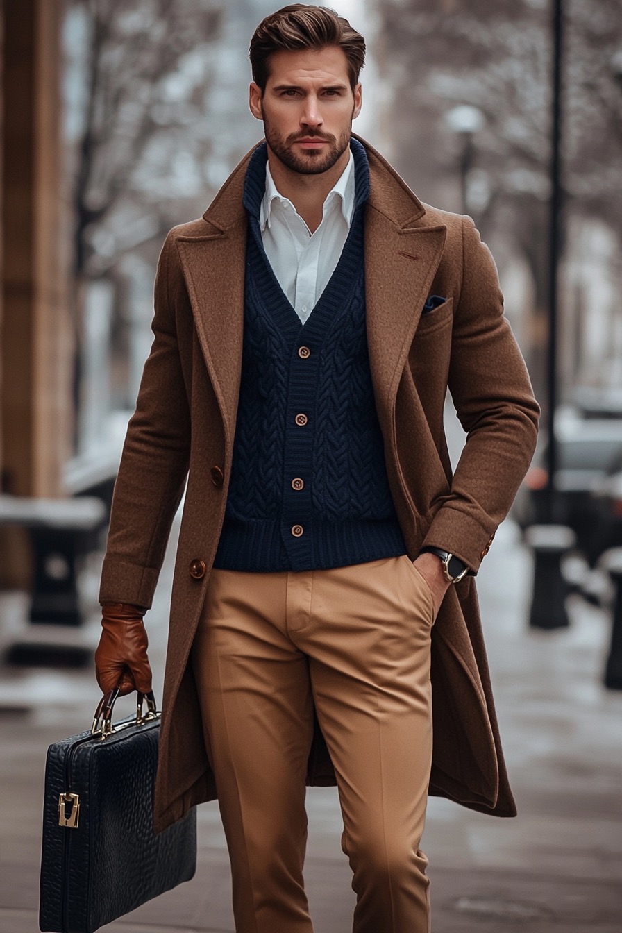casual brown wool coat