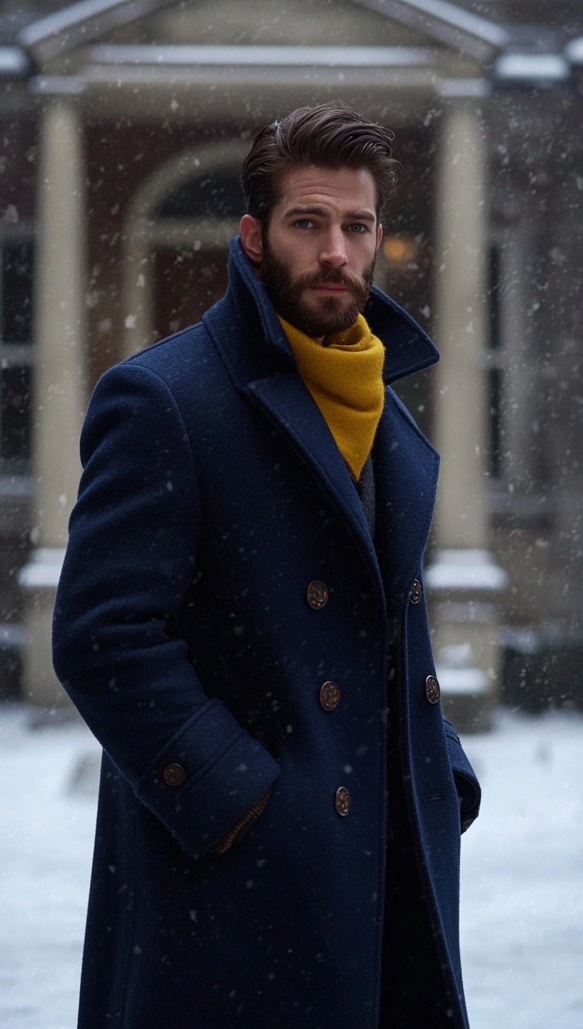 dark blue wool coat