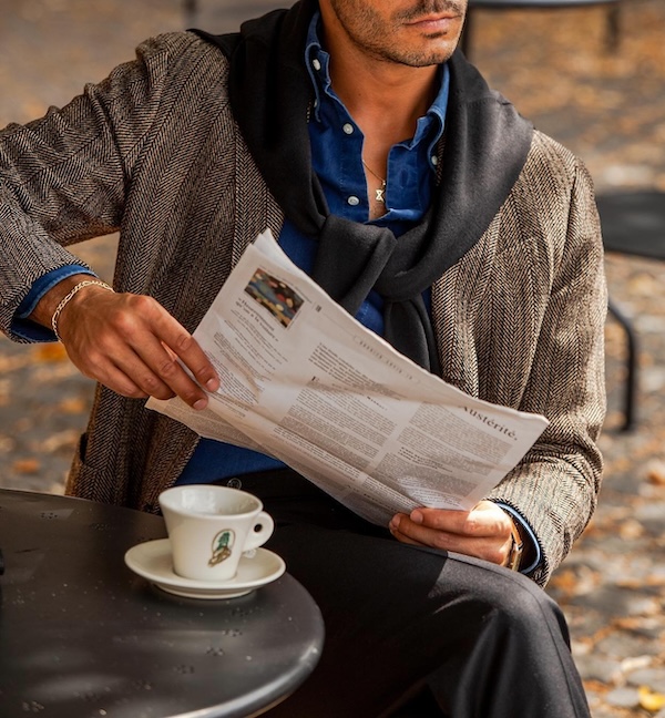 gray jacket is perfect for business style