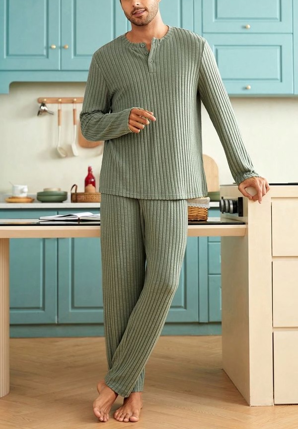 Men&rsquo;s knit green pajamas
