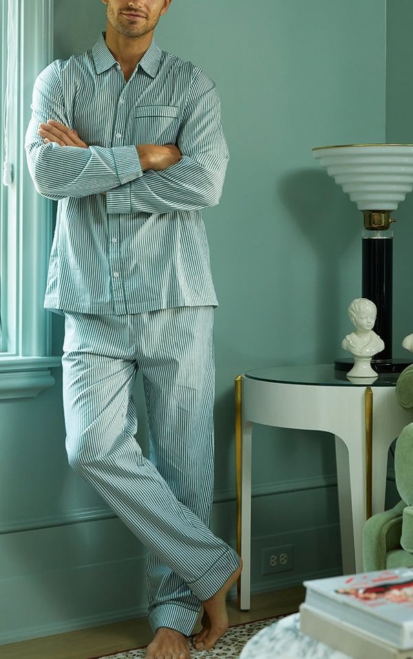 Men&rsquo;s poplin evergreen pajama set
