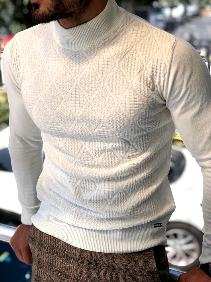 mens white turtleneck sweater