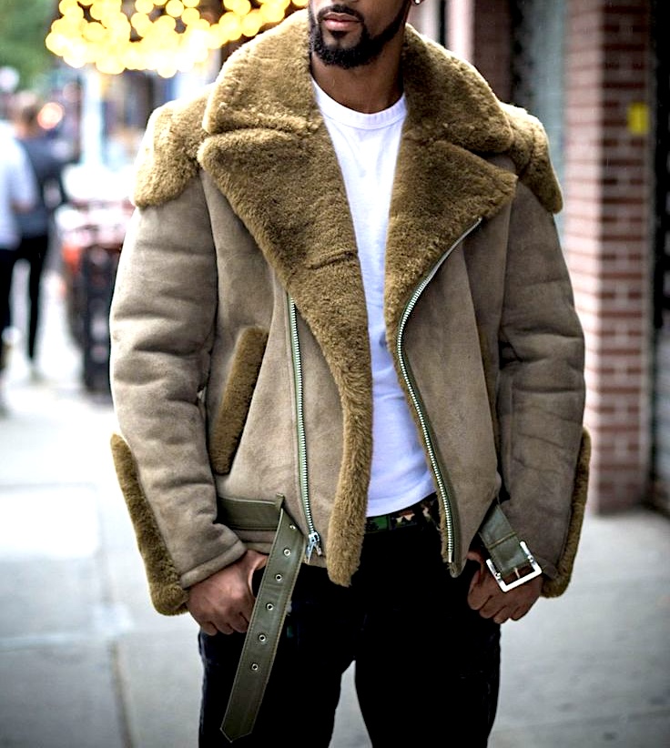 everyday wear the mid length shearling coat