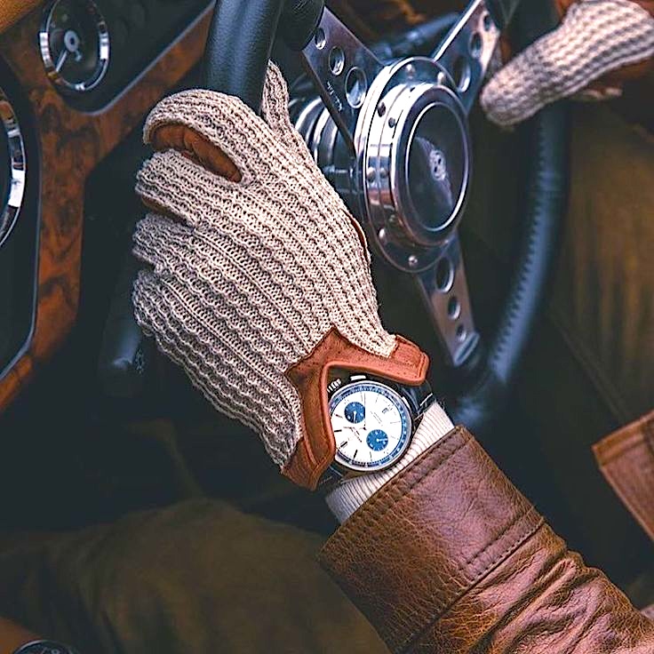 leather wool driving gloves for men