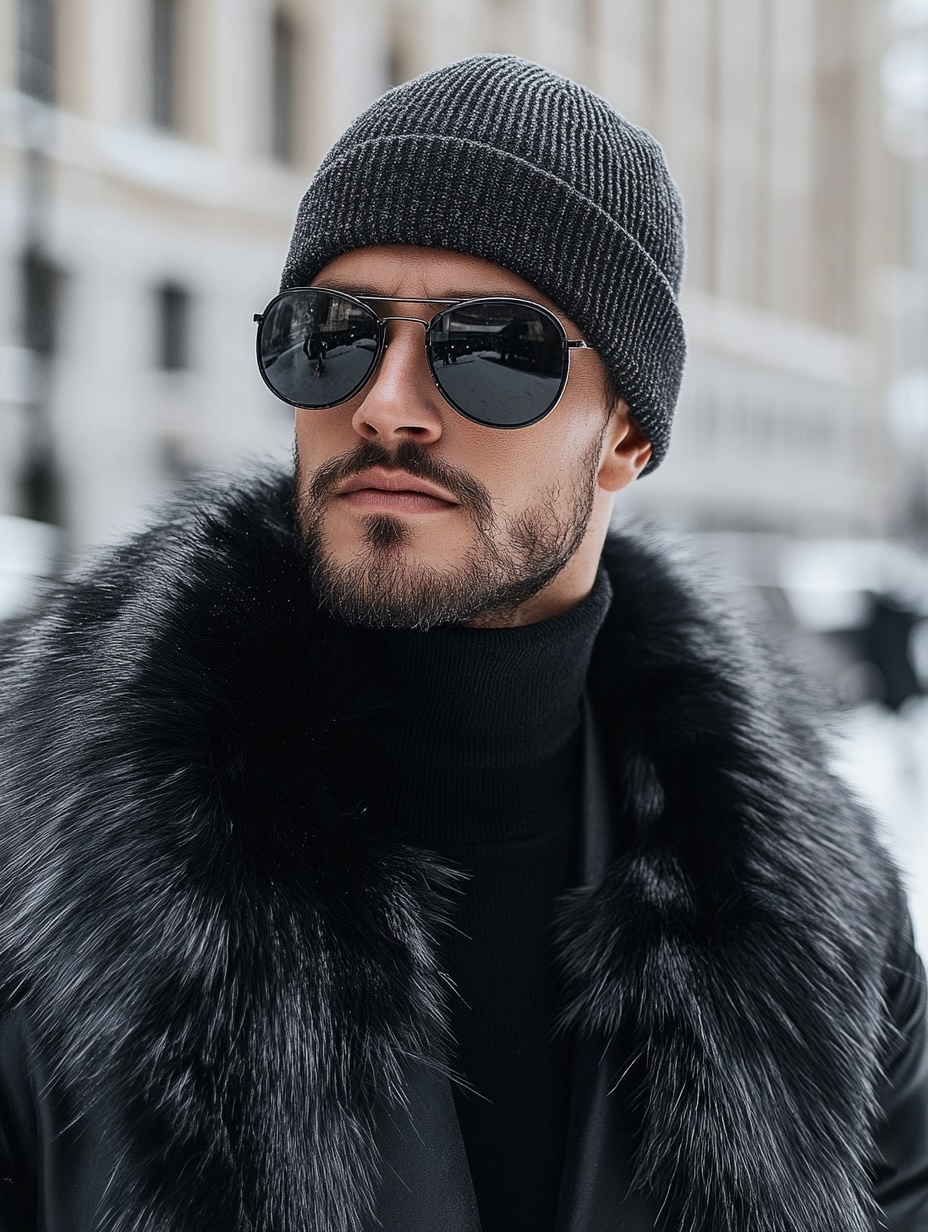 black knitted hat for men for winter