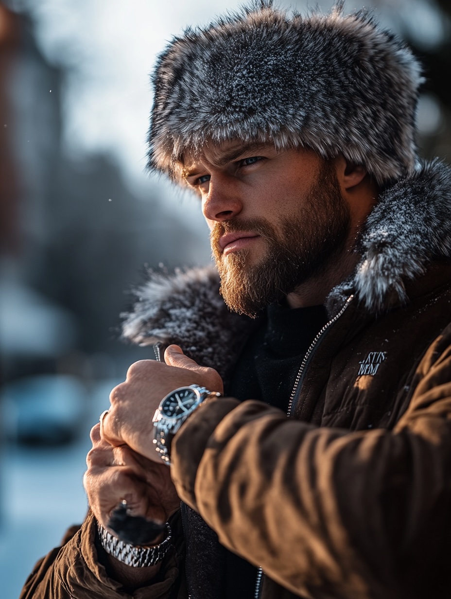 fur hat for men for warm winter