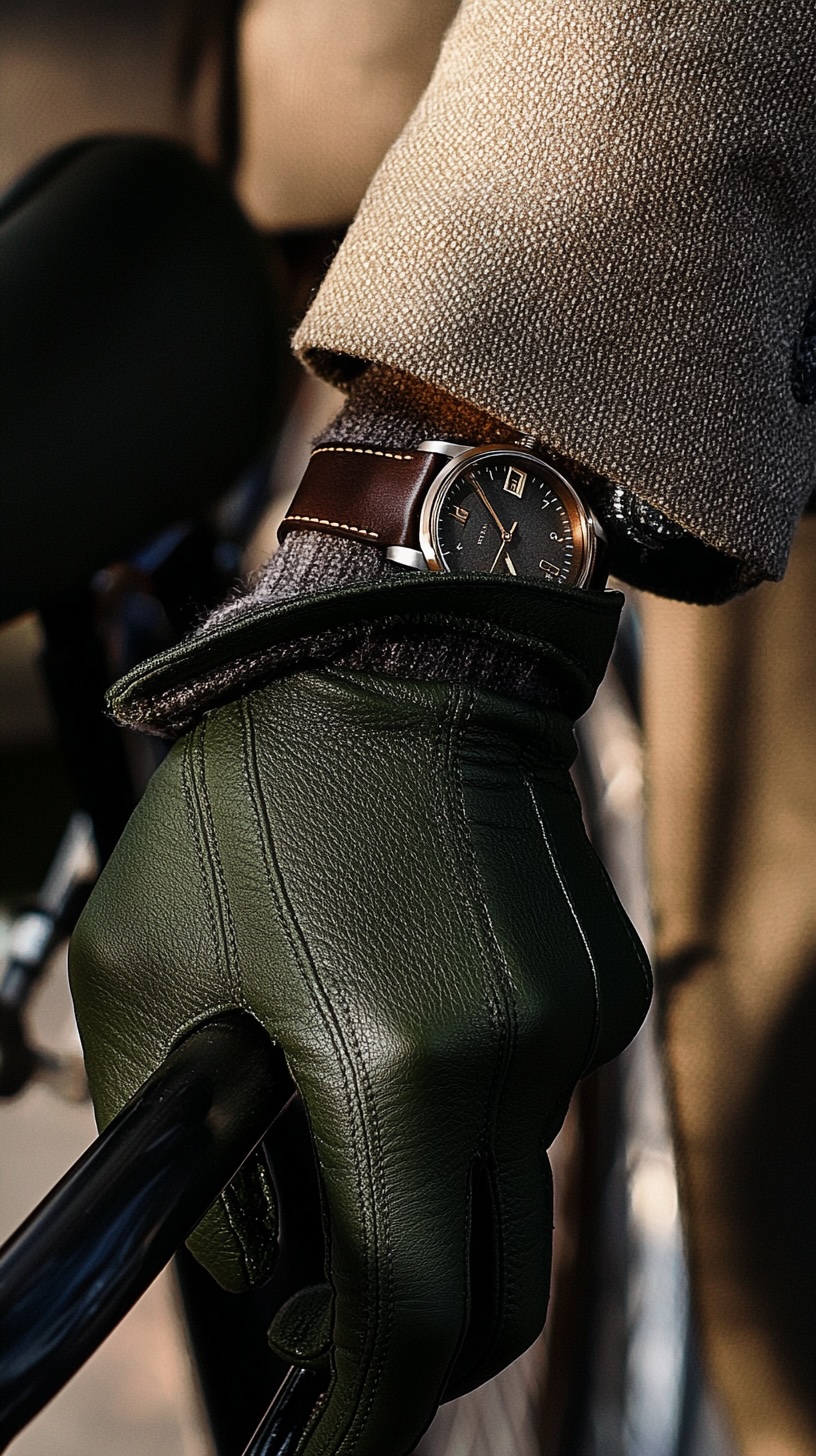 modern classic dark green gloves