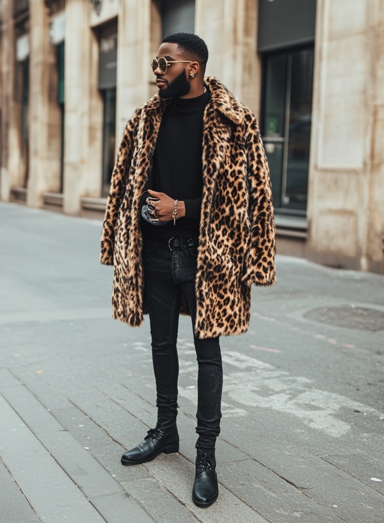 leopard print faux fur coat