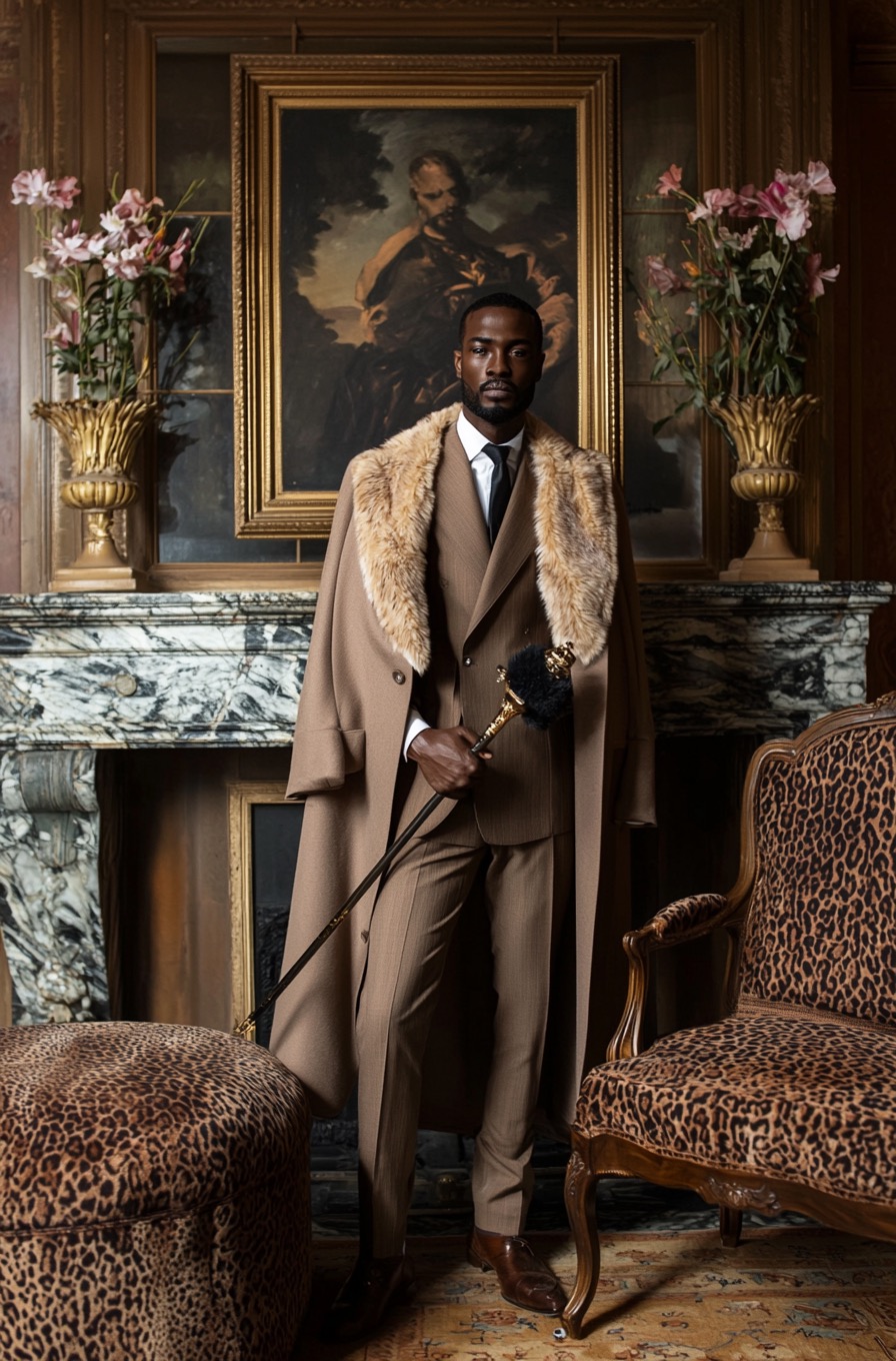 classic noble style with beige wool coat