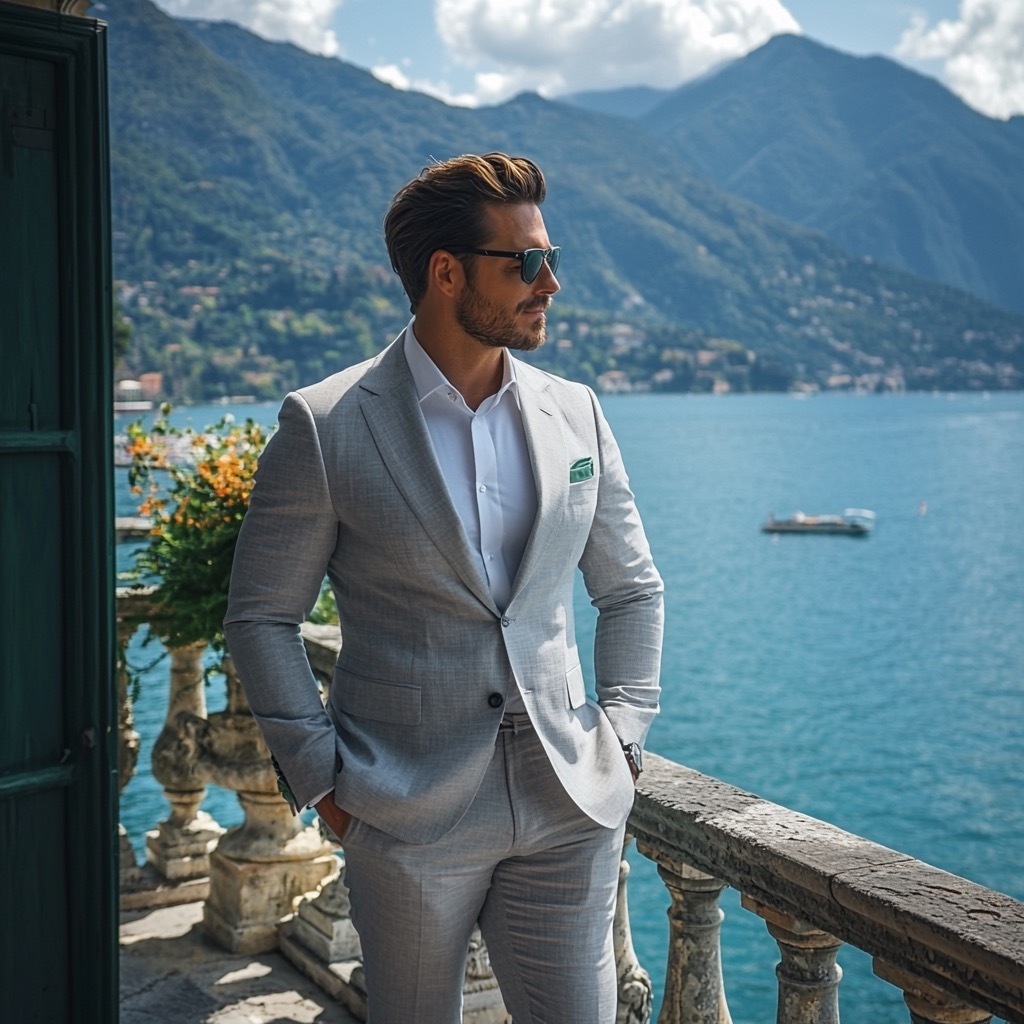 relaxed vacation grey tailored suit