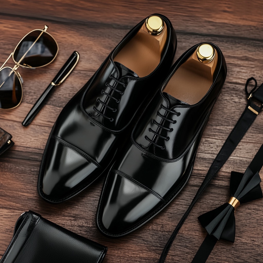 tuxedo outfit with patent leather shoes