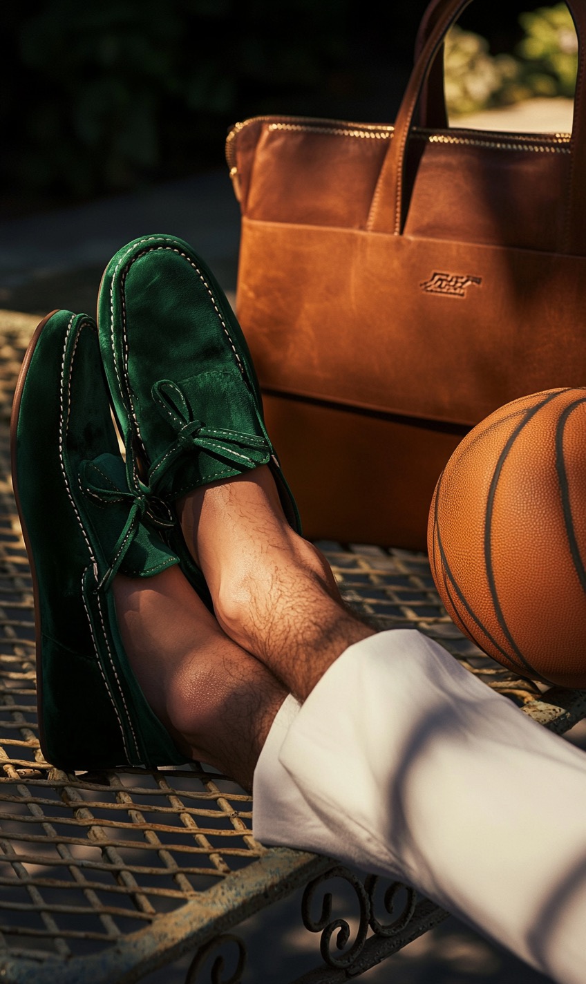 green suede loafers for bold style