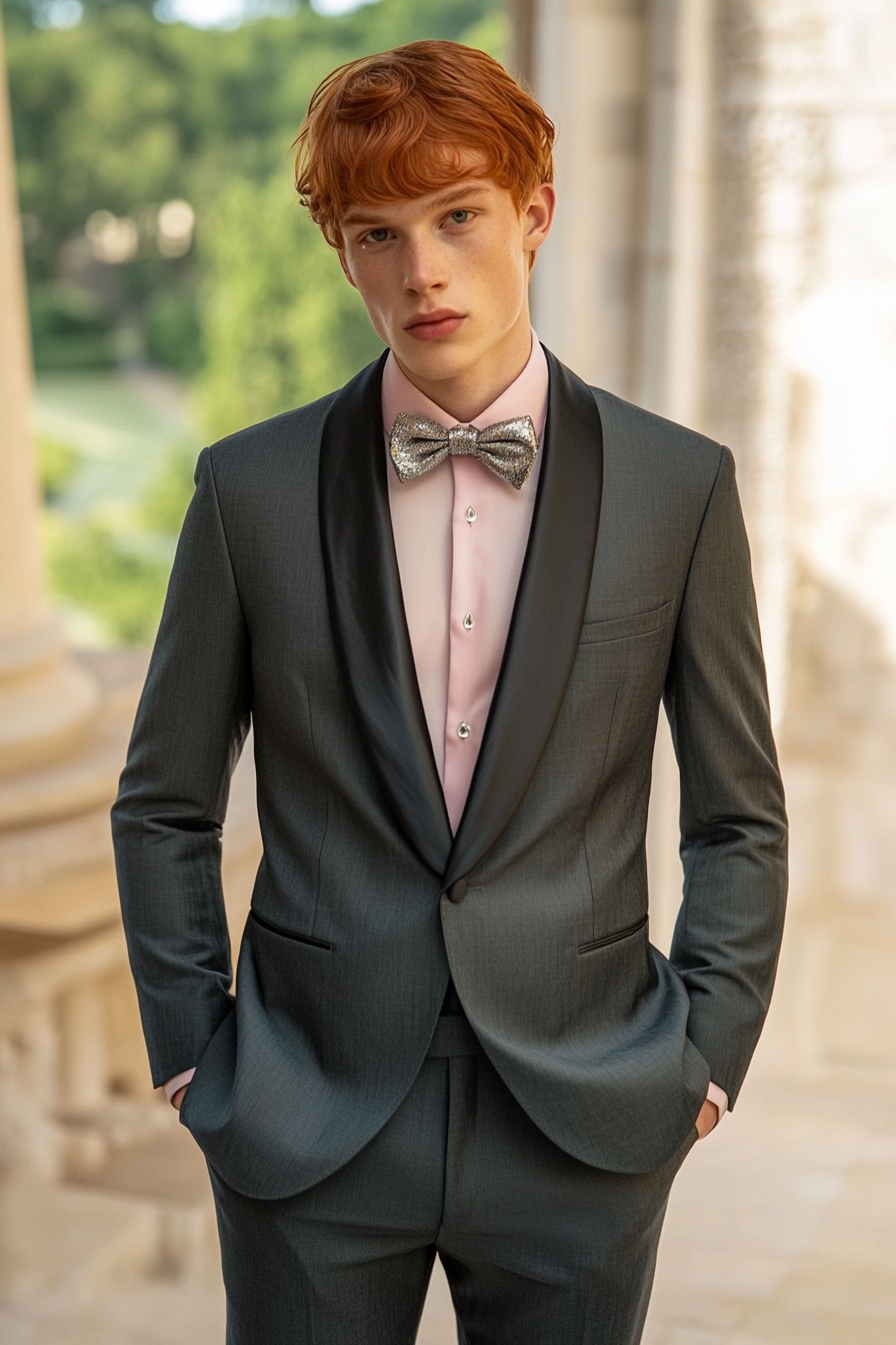 Graphite Suit with Pink Shirt