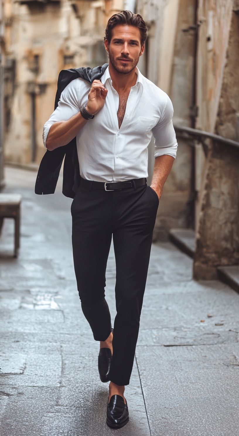 Black Pants and White Shirt