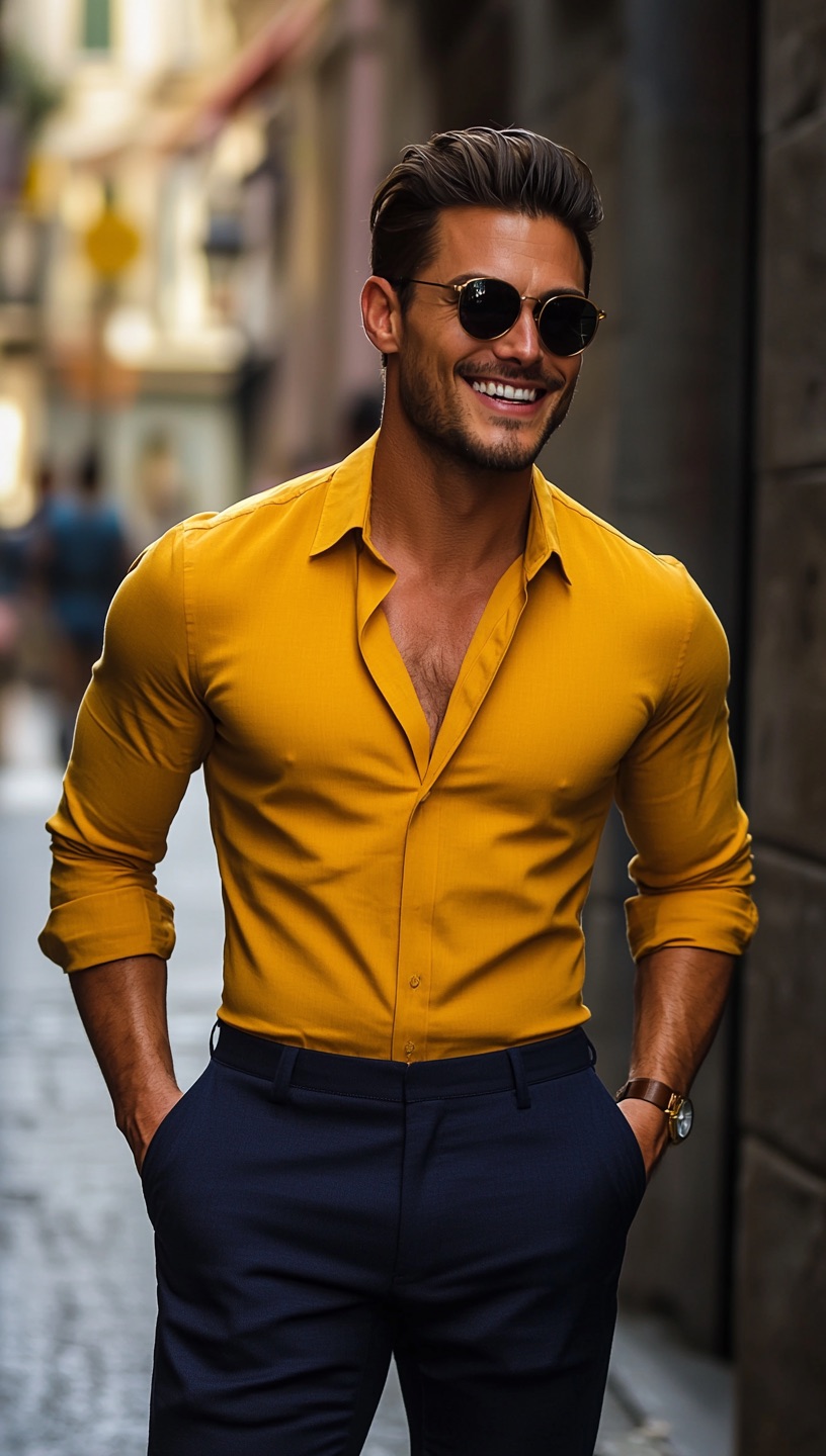 Black Trousers and a Yellow Shirt