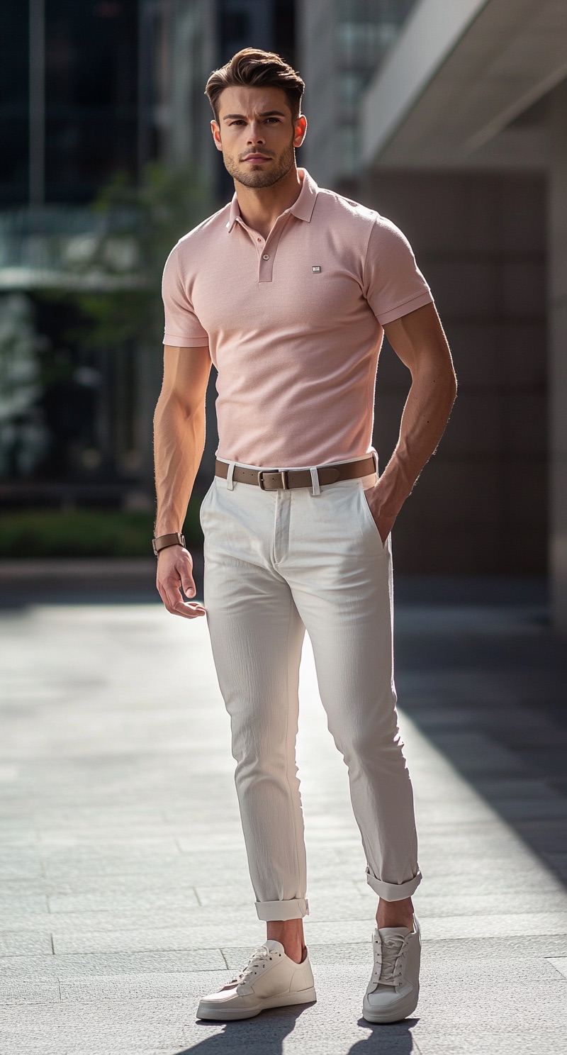 White Pants and Pink Polo
