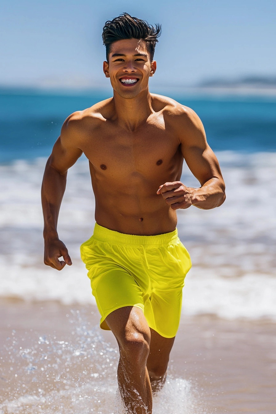 Bright Yellow Swim Shorts for Beach Running