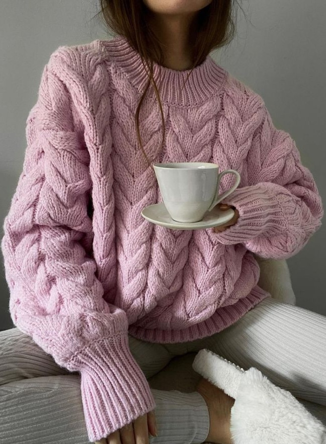 Pink cable knit sweater