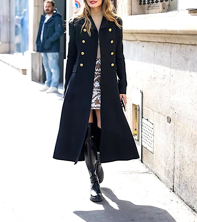 wool black casual coat with buttons