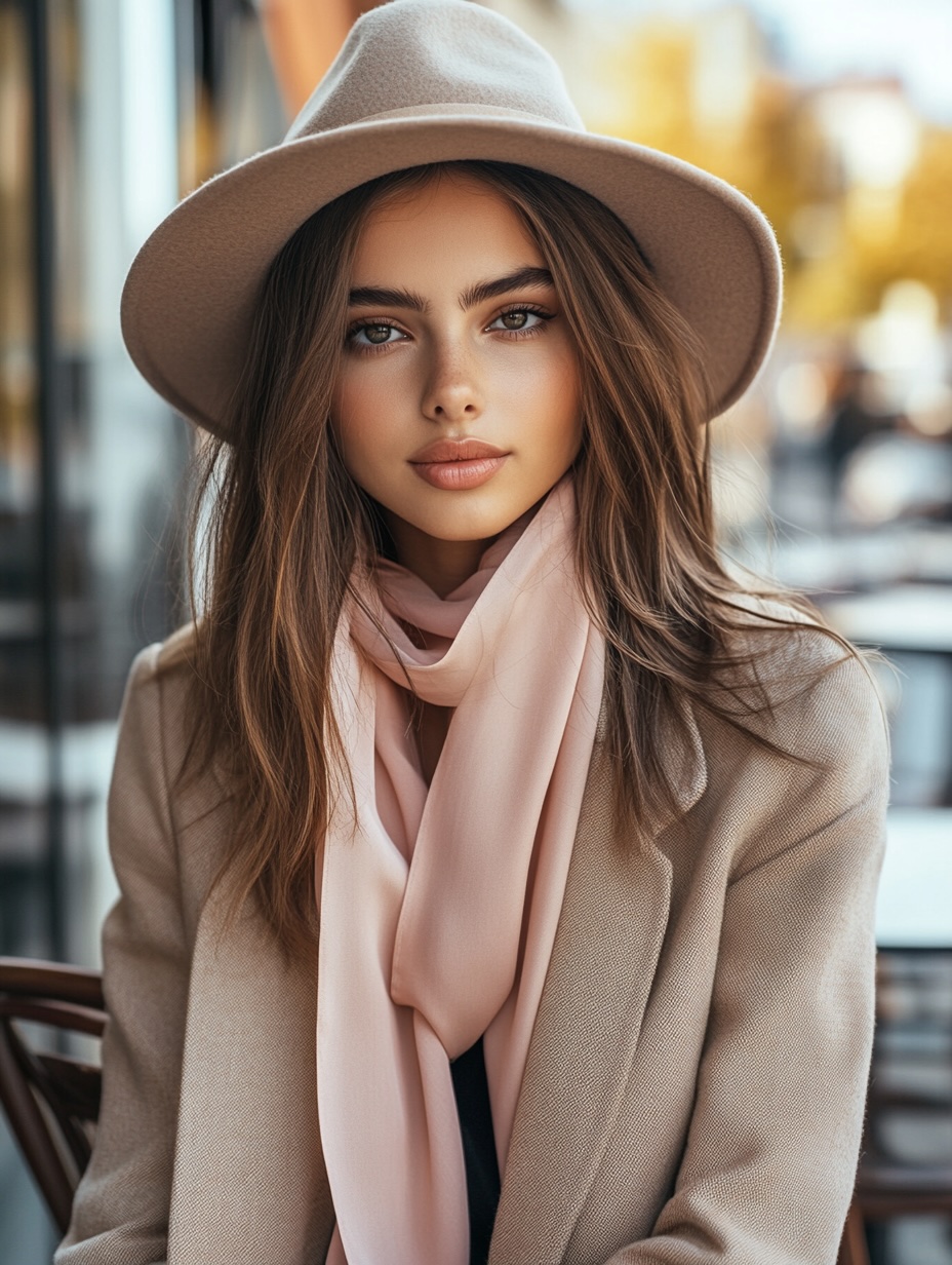 stylish beige fedora hat