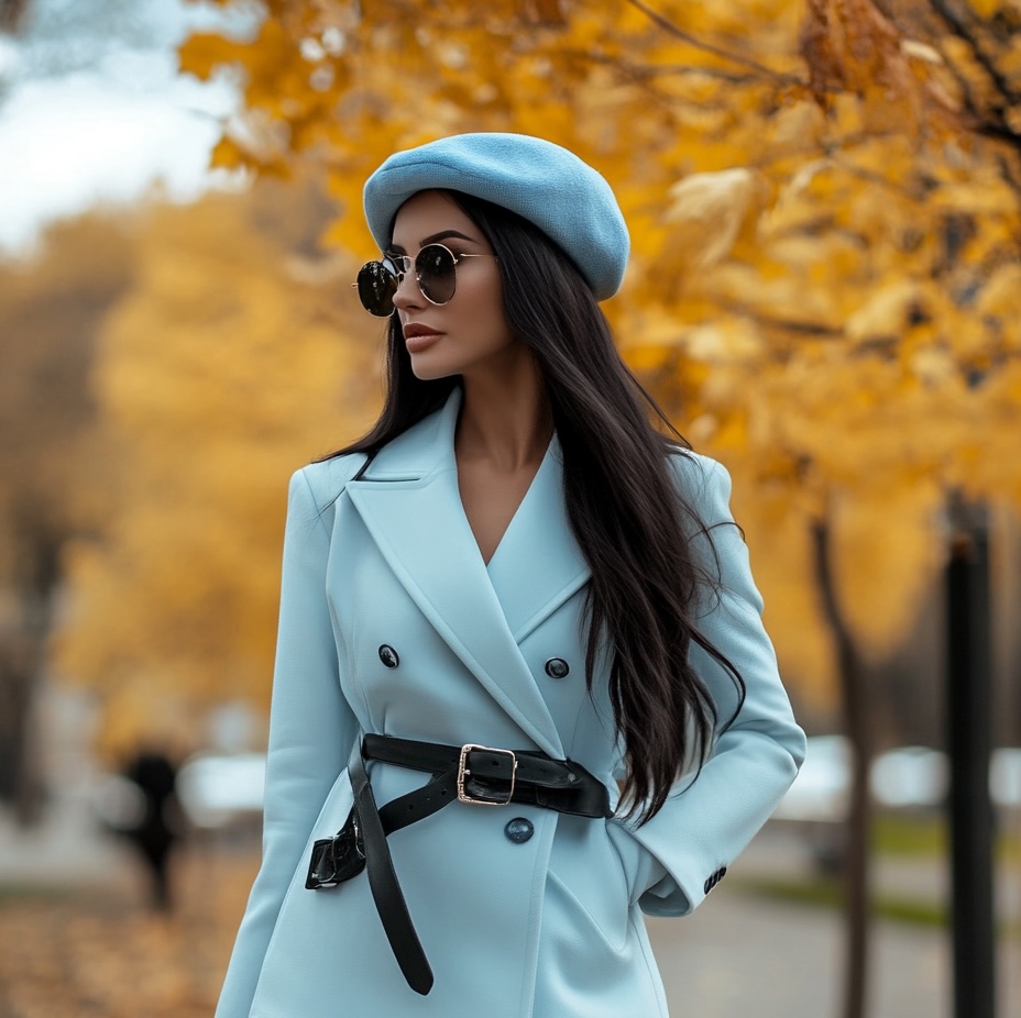 elegant sky blue french beret