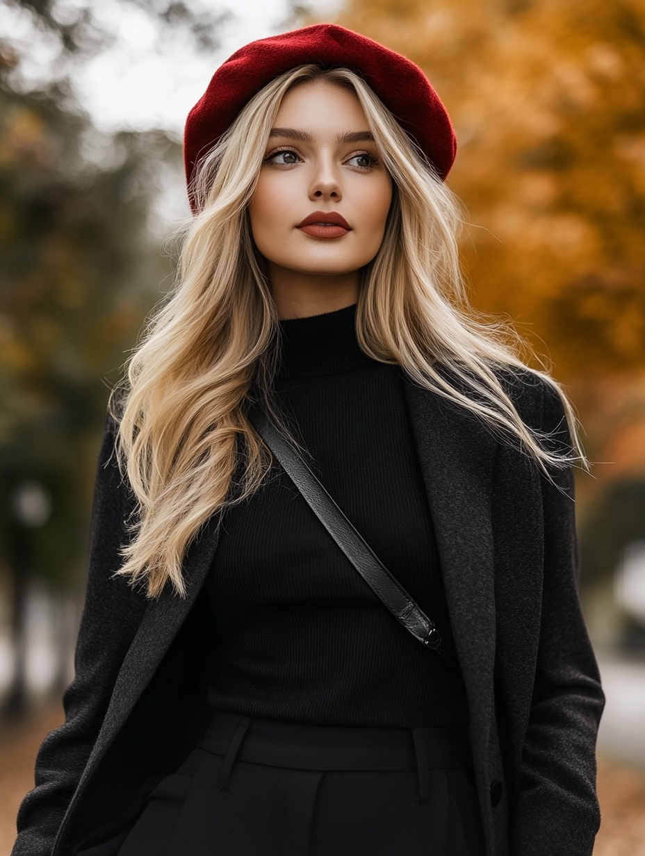 red french beret for bright look