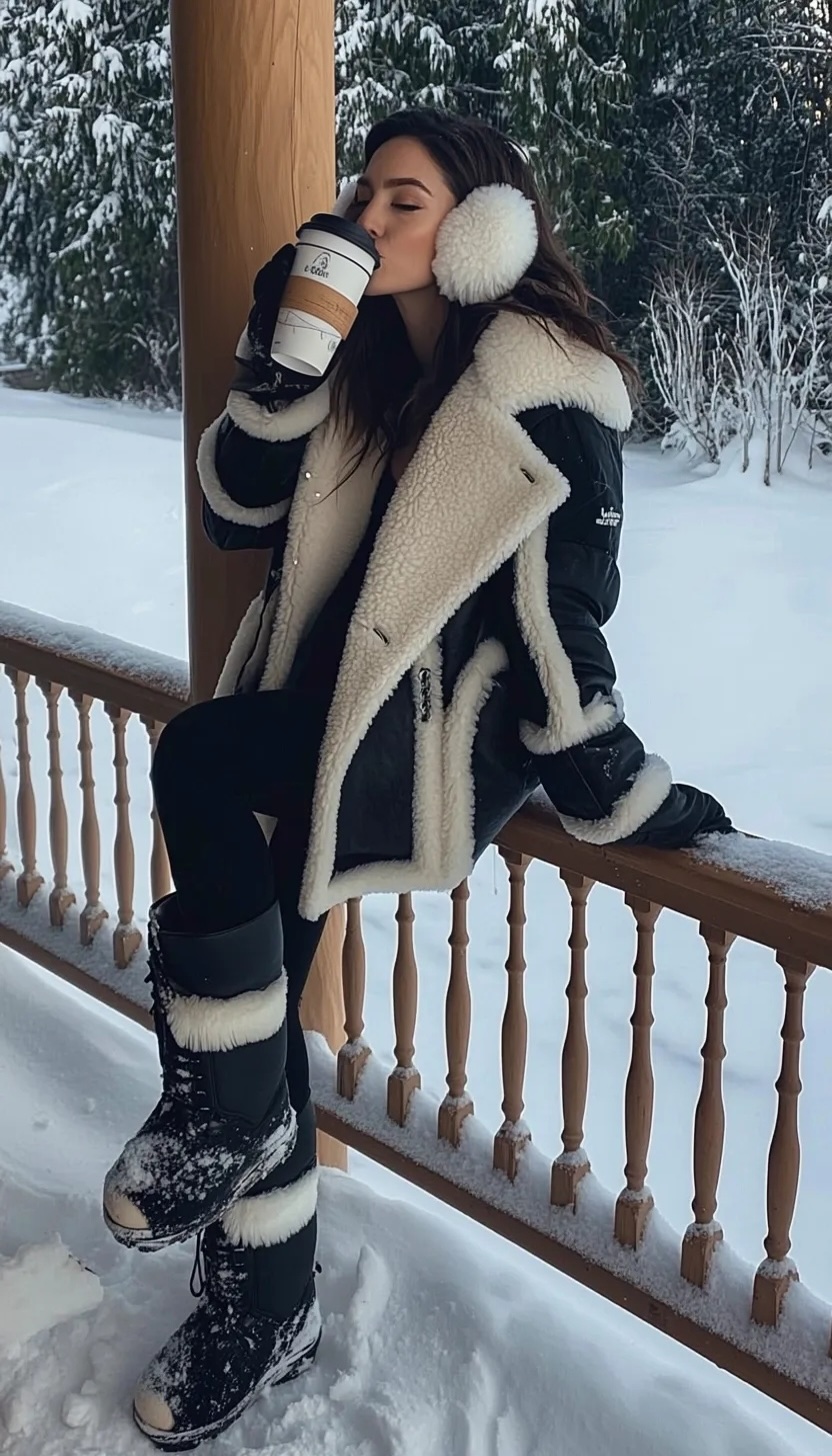 black snow boots for cold winter
