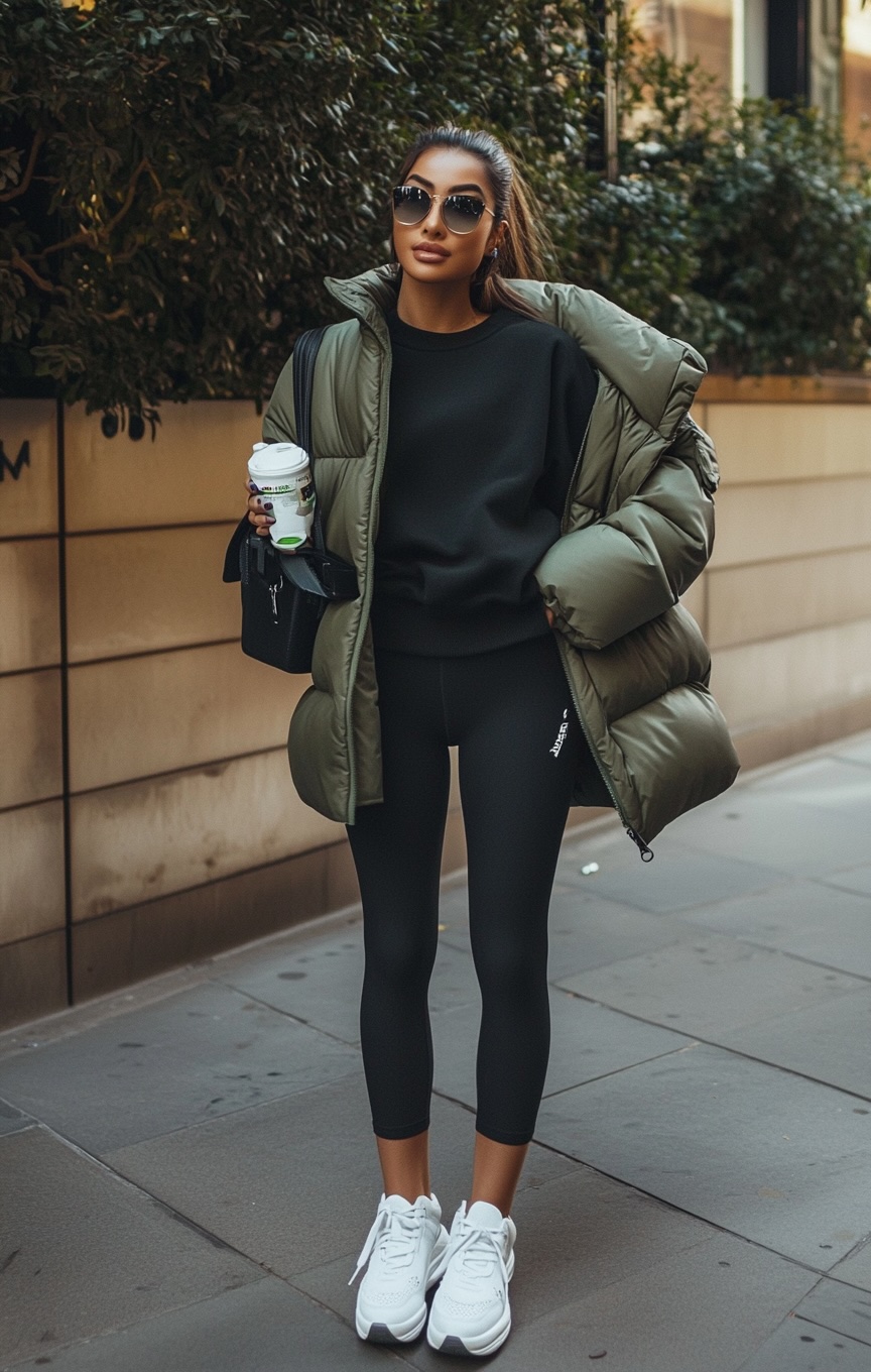 comfortable mid length puff coat