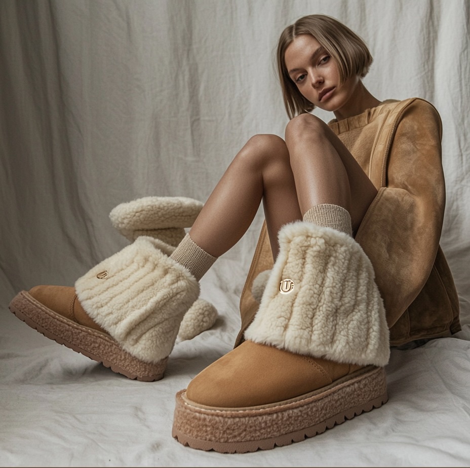 ugg boots with large fur collar