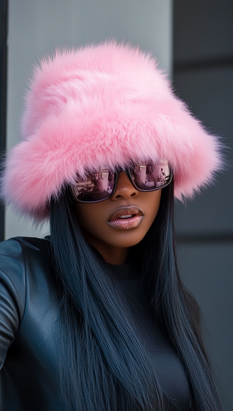 stylish faux fur bucket hat