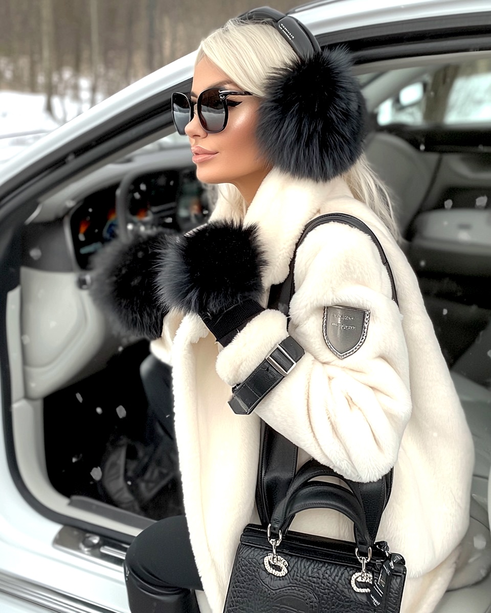 luxury black fur earmuffs