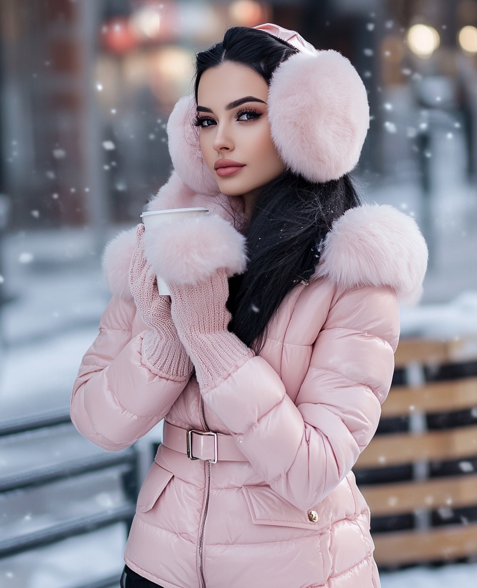 romantic pink fur earmuffs