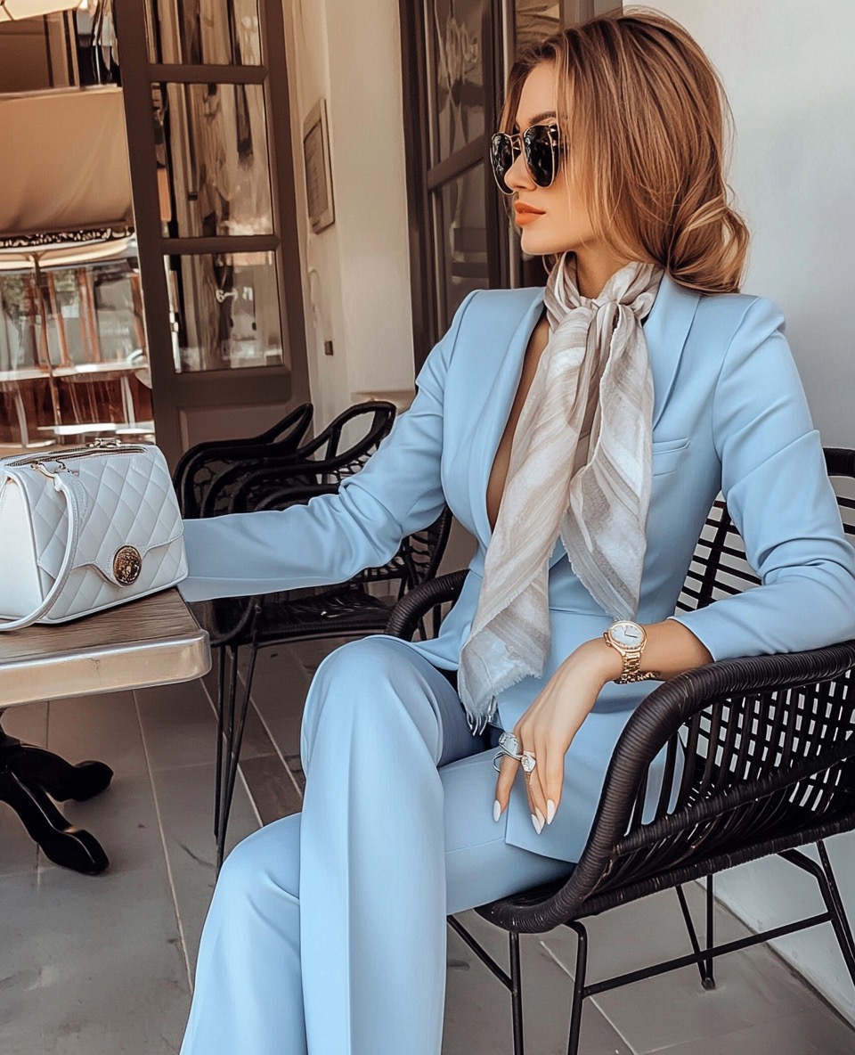 classic light blue business suit