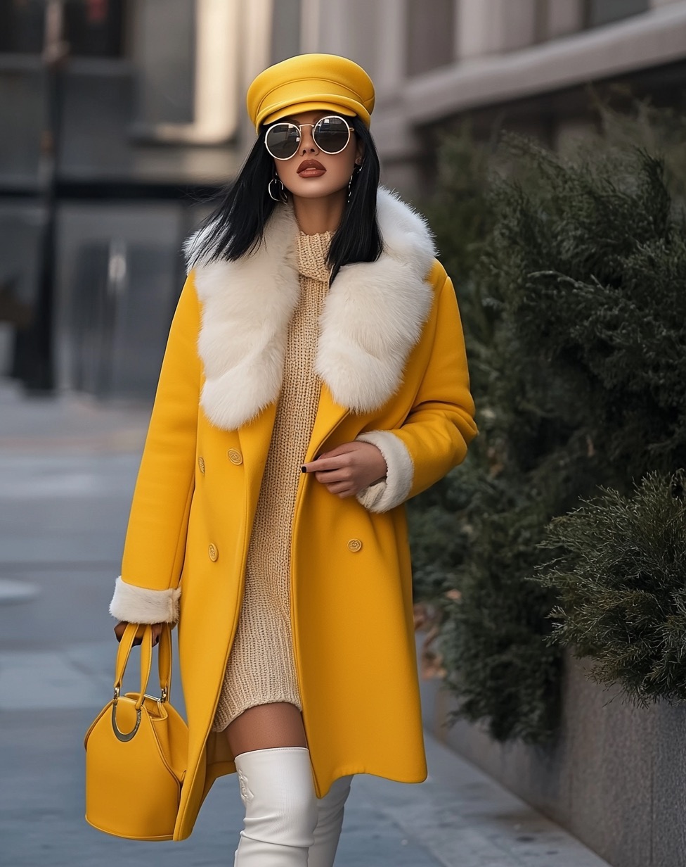 sunny yellow wool coat