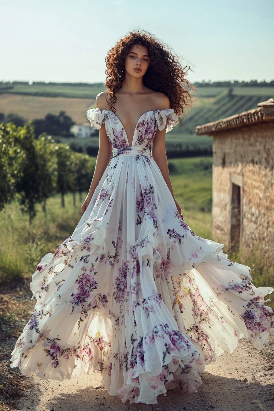 Elegant White Floral Maxi Sundress