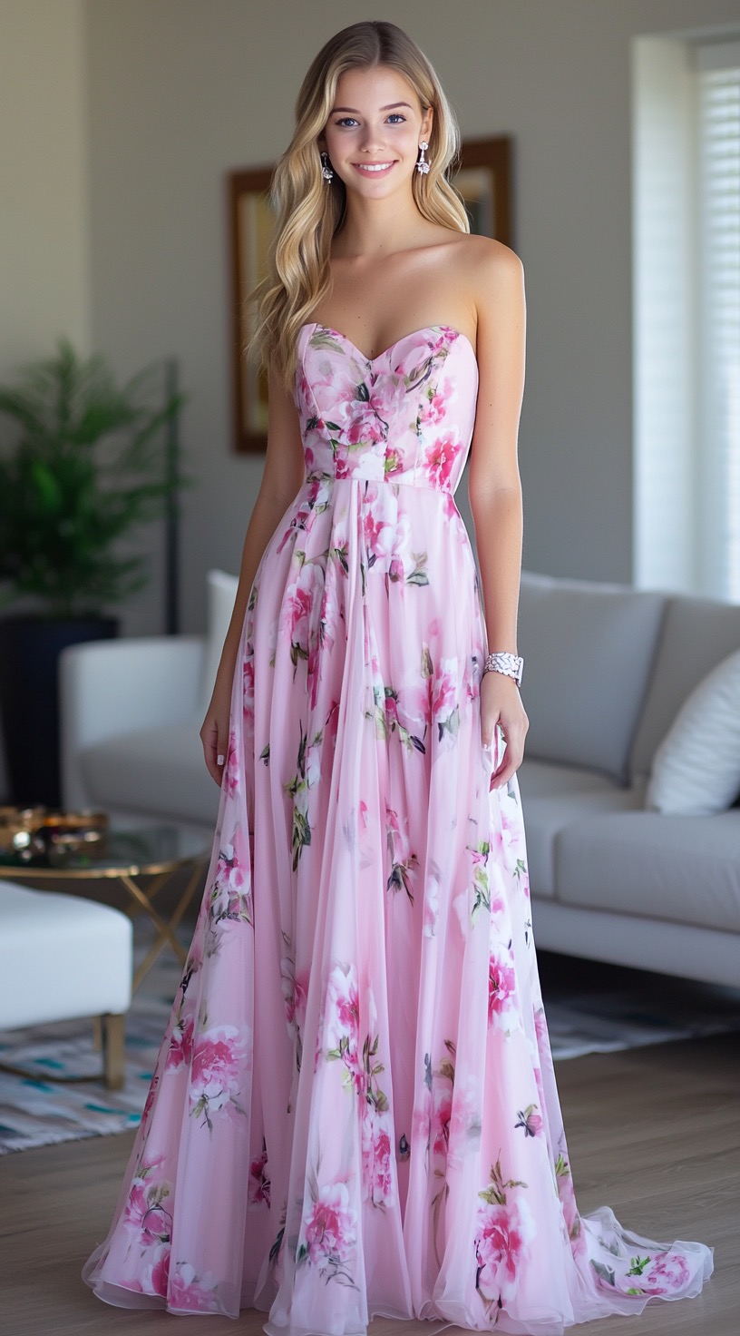 Soft Pink Floral Maxi Sundress