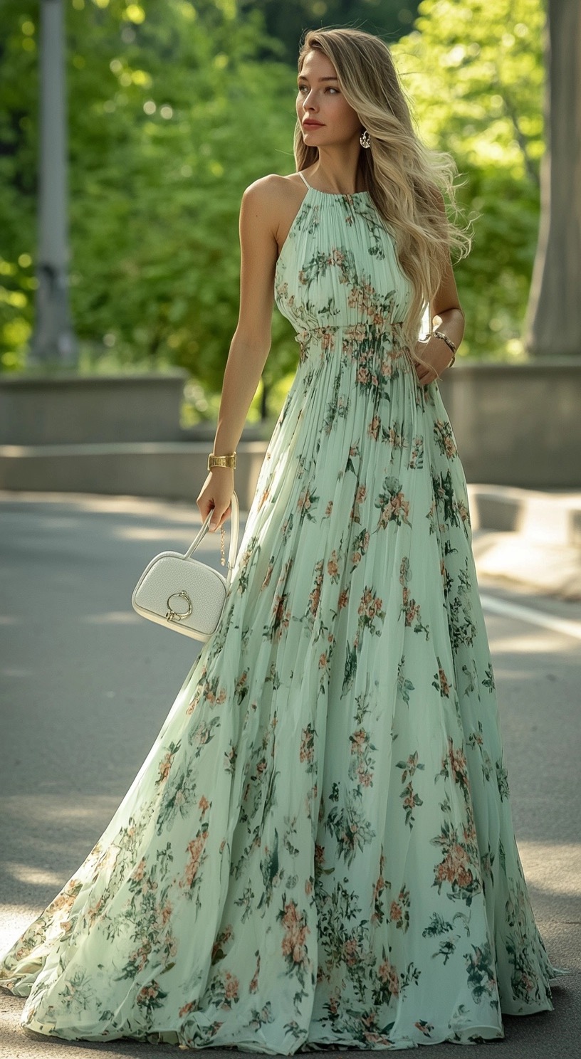 Turquoise Floral Maxi Sundress
