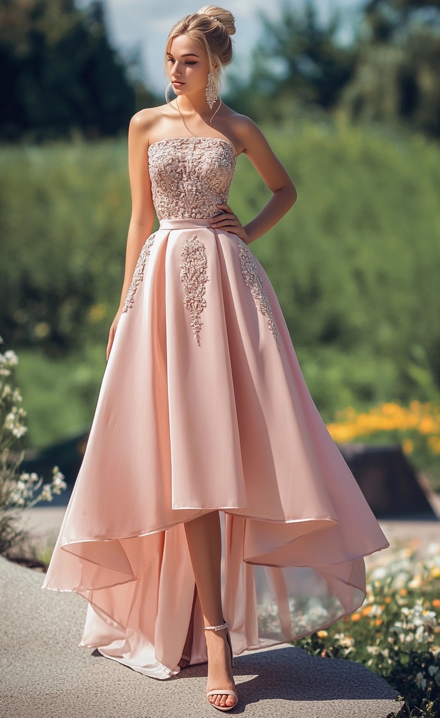 Long Pink Asymmetrical Dress