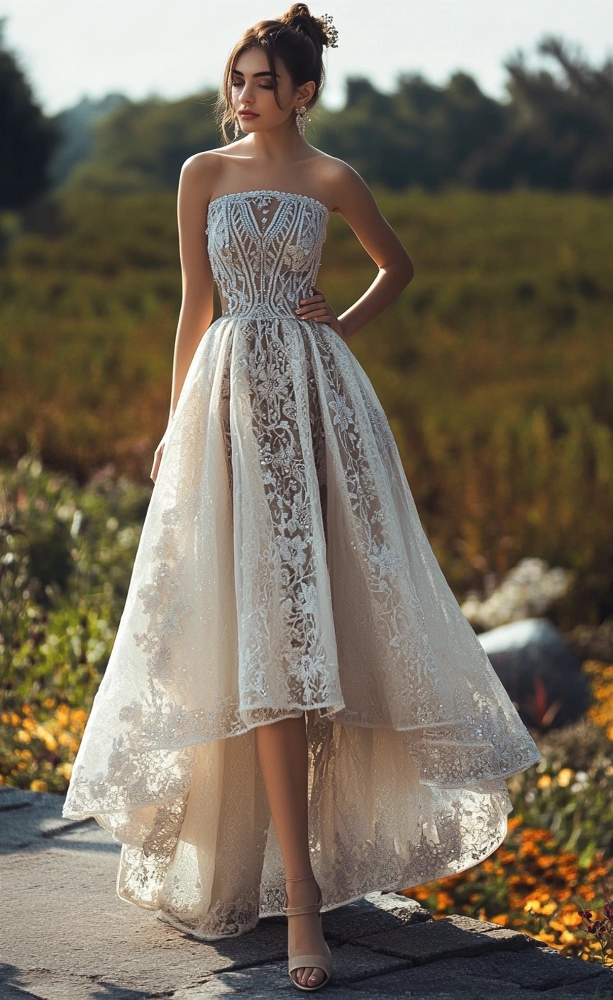 Long White Asymmetrical Sheer Dress