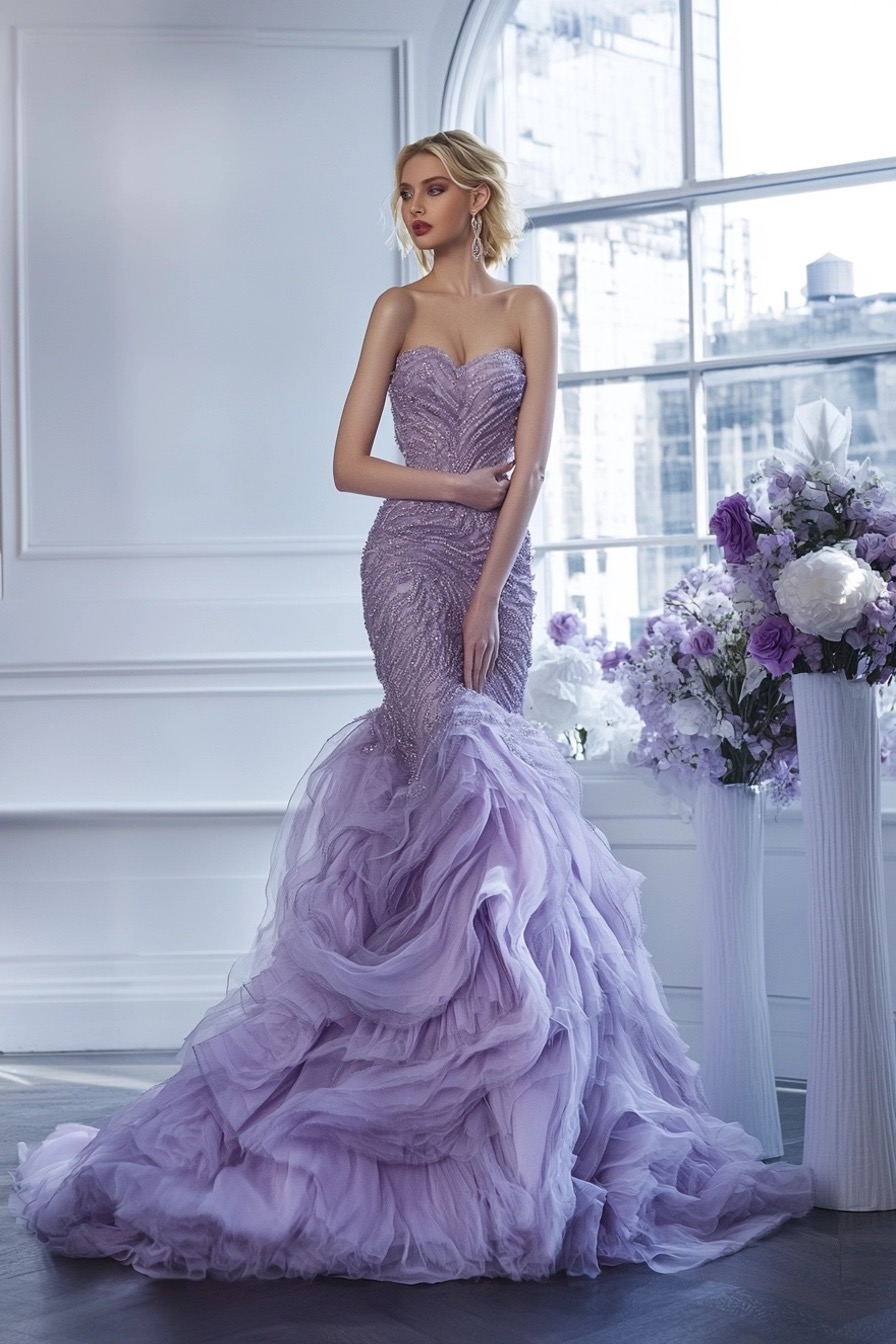 Lavender Long Mermaid Dress