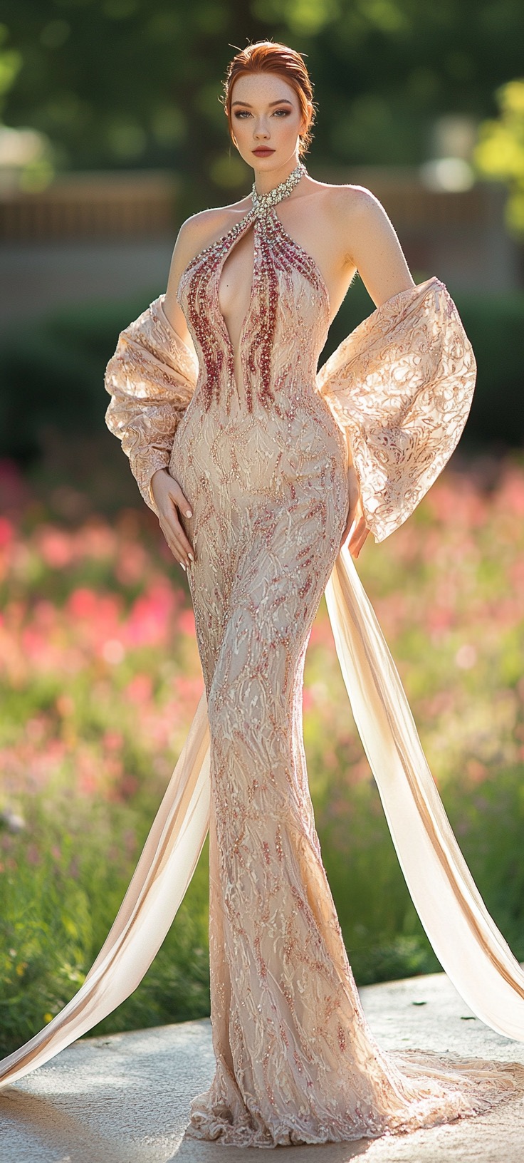 White Mermaid Dress with Sequins