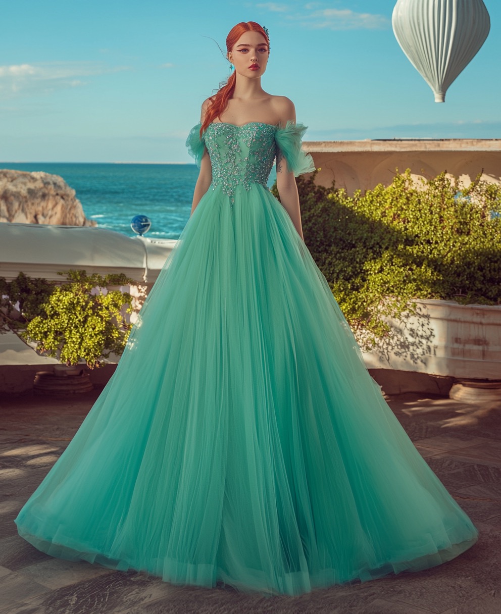 Seafoam Green Off the Shoulder Dress