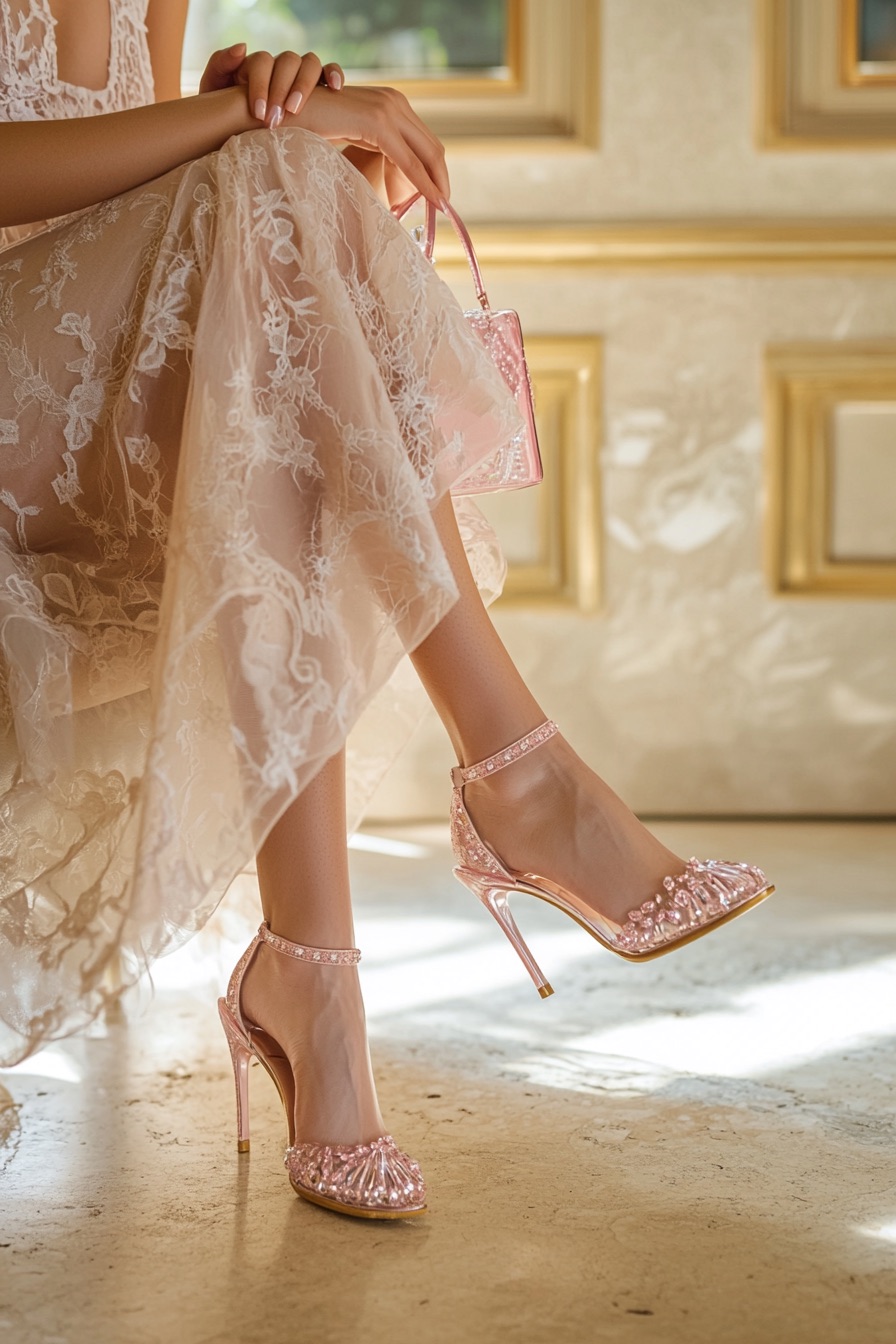 Romantic Pink Sandals with Beaded Detailing