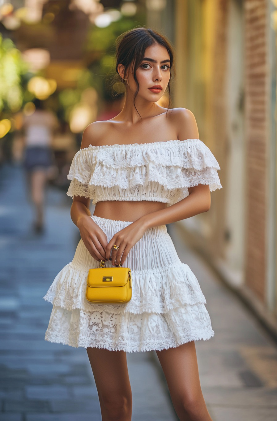 Classic White Off Shoulder Set