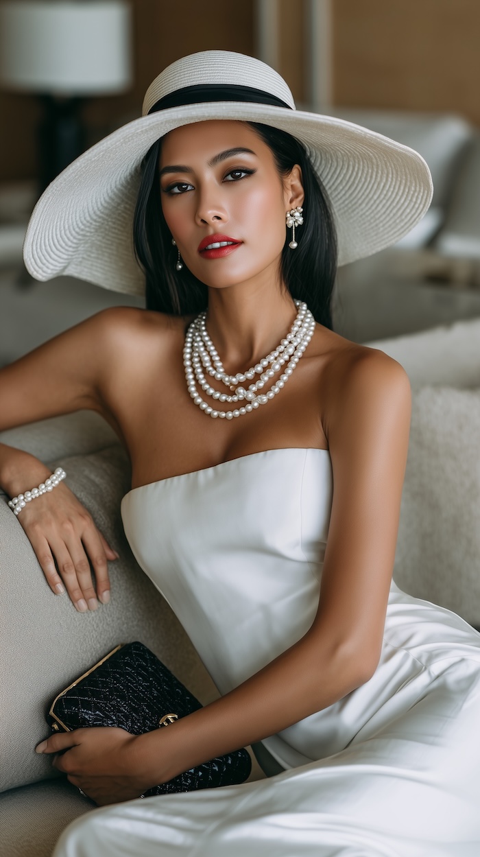 White Long Strapless Dress