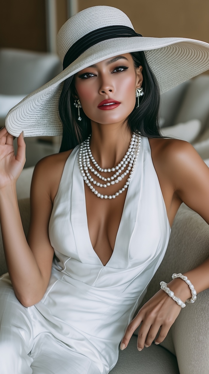 White Two Piece Set of Top and Trousers